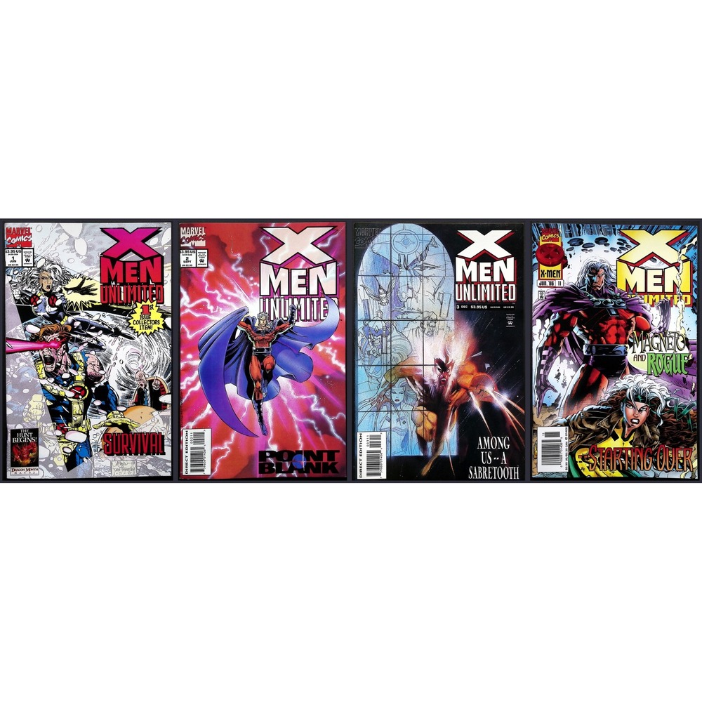 X-Men Unlimited #1 2 3 11 Newsstand Marvel 1993 1996 Magneto‎ Rogue 3x Comic Lot